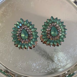 Sea green rhinestone studs